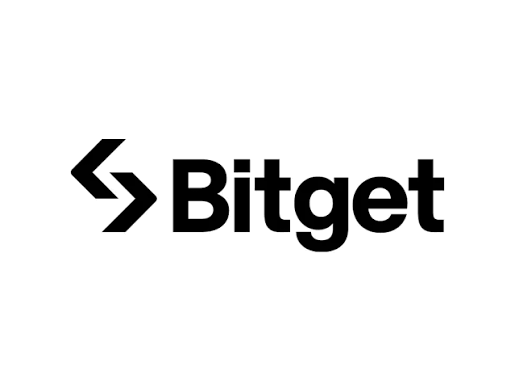 The Bitget logo, a cryptocurrency exchange, displayed in black text with its stylized double-arrow icon on a white background.