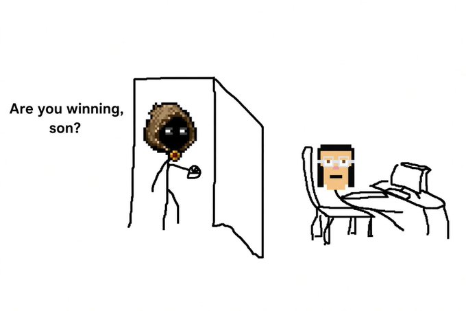 A classic rage comic depicts a parent holding a can of beans at a doorway asking "Are you winning, son?" while the child sits at a computer desk with a stoic expression.