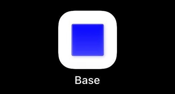 A simple app icon featuring a blue square inside a white rounded square on a black background, labeled 'Base'.