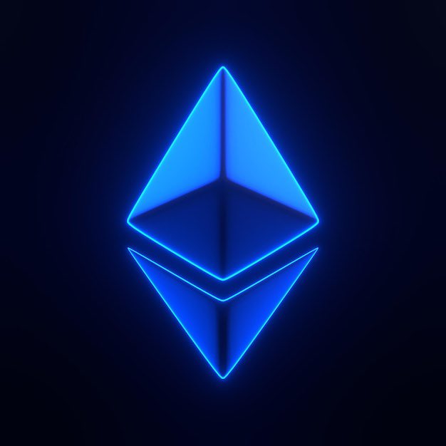 The image shows a large, blue neon tetrahedron symbol which could be considered as an advertisement or promotional element related to cryptocurrency, specifically Bitcoin. It appears to represent a digital token or cryptocurrency. The neon tetrahedron has three pointed corners making it resemble a pyramid shape. This design is eye-catching and could possibly draw attention towards the post about the Bitcoin price.