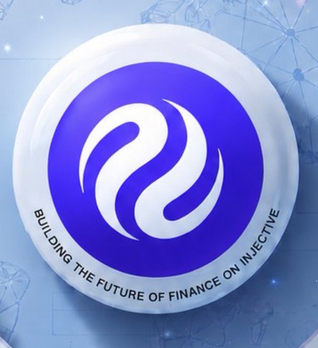 A 3D badge featuring the Injective cryptocurrency logo with the text "BUILDING THE FUTURE OF FINANCE ON INJECTIVE" around the bottom edge.