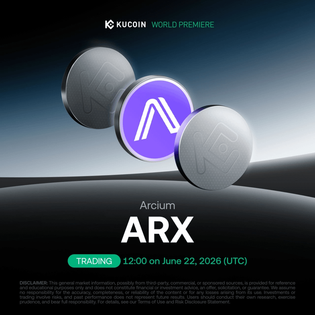 The image features a poster for an upcoming event related to cryptocurrency trading, specifically focusing on the ARX coin. There are three coins displayed on the poster - two silver coins with purple logos and one gold coin. The text "Arx" is written in white letters above each coin, indicating that they are the main focus of the event. The poster also includes a date and time for the event, which is scheduled to take place at 12:00 on June 22nd, 2026 (UTC).
