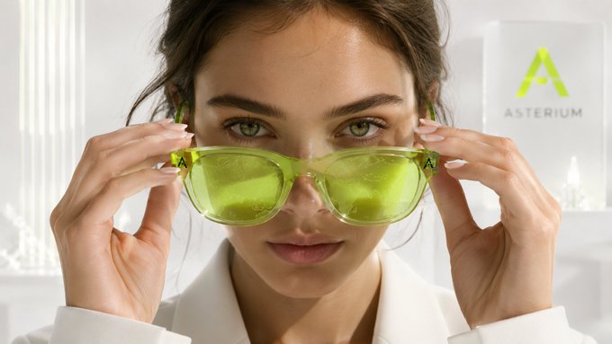 A woman wearing neon yellow sunglasses with the "ASTERIUM" logo (stylized "A" insignia) visible on the lens, suggesting an upbeat, "GM" morning vibe tied to the brand's push into tokenization and market narrative themes.

Alternative: A model showcases translucent neon yellow sunglasses branded with the "ASTERIUM" "A" logo, visually matching the post's optimistic "GM" tone and framing tokenization as the next bright, market-moving trend.