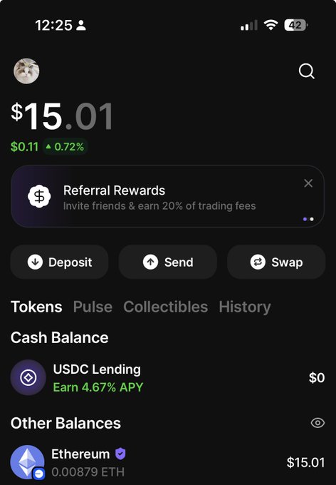 The image shows a phone screen with various notifications, including one that appears to be related to cryptocurrencies. The phone is showing the time of 12:25, indicating that someone has left their cell phone on or was using it during this period. Furthermore, there are two other notifications visible in the image, but they do not seem to have any immediate relevance to the main topic at hand - Cryptocurrency trading updates and rewards.