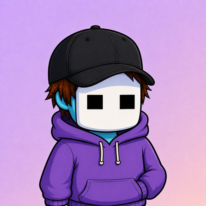 A cartoon character with a white blocky face, brown hair, and a black cap wears a purple hoodie against a gradient pink-purple background. The image complements the cheerful weekend greeting, capturing the casual, friendly vibe of "Gm CT, happy weekend."