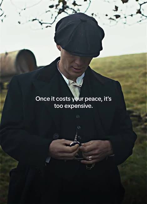 A man in a dark coat and flat cap looks down while handling a pocket watch, with the overlay text "Once it costs your peace, it's too expensive." The image ties into the post's financial themes by serving as a cautionary visual metaphor about the cost of market turbulence and economic uncertainty.
