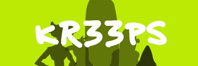 A vibrant green banner displays the text "KR33PS" in bold white stylized lettering, overlaid on shadowy character silhouettes. The edgy logo design aligns with the post's hype around the NFT project launching on Robinhood, emphasizing its artistic and underground crypto culture aesthetic.
