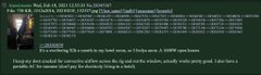 A highly blurred, unreadable image appearing to show a list with text on a dark green background.