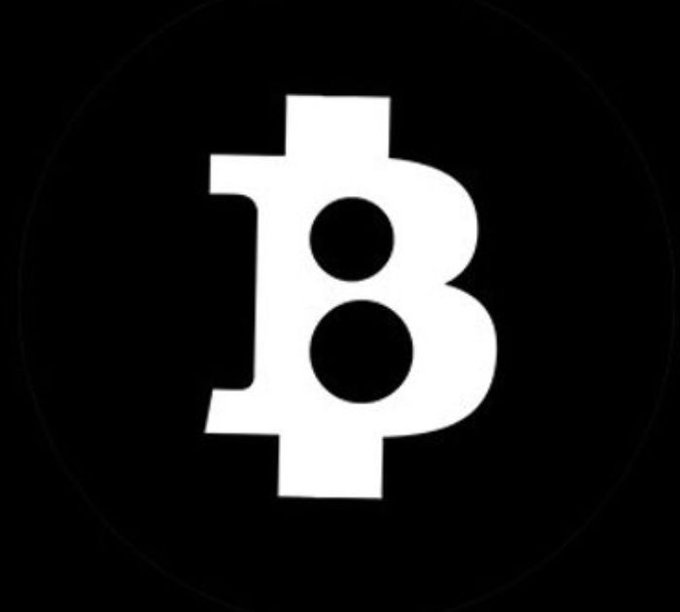 A white stylized 'B' symbol with two vertical lines extending through it on a black background, the logo for Bitcoin.