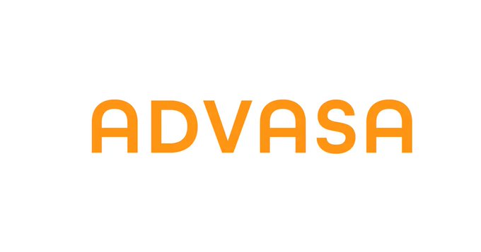 The word 'ADVASA' is displayed in bold orange letters on a plain white background.