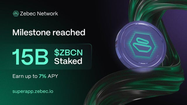 The image features a coin with a hexagon shape, which has been rendered in shades of purple and green. Below this coin, there's text that reads "ZBCN 15B Stsked". The text suggests that the coin was suggested for someone who is interested in investing or trading in cryptocurrency.