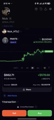 A mobile trading app screenshot showing ENA/USDC trading information with a price of $0.0670, showing a green price chart, Buy and Sell buttons, and Exchange Tron wallet option.