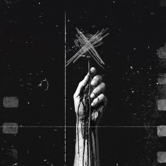 The image features a hand holding a rose with blood dripping from its fingers. The background is black, which contrasts with the white rose held by the hand. The caption reads "GM, LIVE NOW! Excited to share new piece with y'all The Dead Rose (0.005 eth / 72 hrs timed edition) We bleed not because the thorns are sharp, but because we refuse to let go of what is already withered". This image seems to be a part of a series or collection related to the theme of letting go and moving on from past experiences.