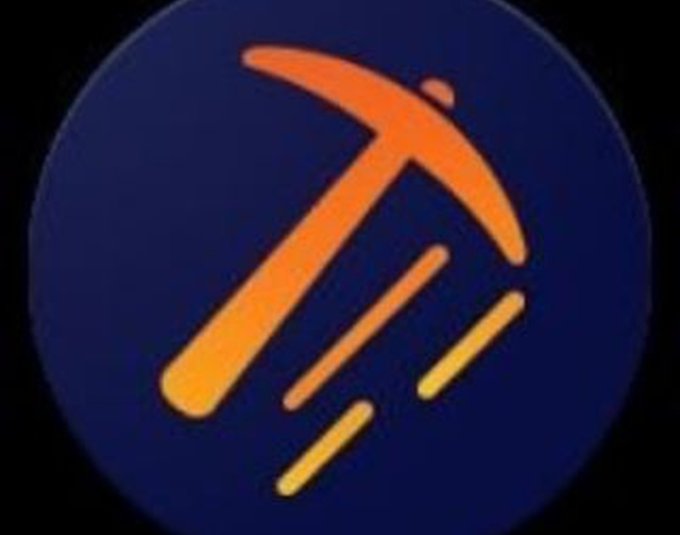 A circular emblem features a glowing orange pickaxe with sparks flying downward against a dark blue background, symbolizing the mining theme of the StarXCoreTeam post announcing the upcoming $STRX token halving on August 19.