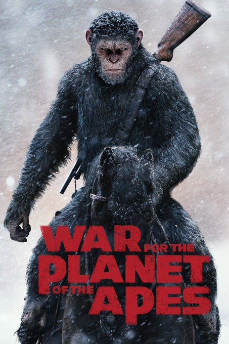 A chimpanzee on horseback armed with a rifle rides through a snowy landscape, with the title "WAR FOR THE PLANET OF THE APES" displayed in bold red text. The image ties to the post's wordplay on "aping in" to crypto—using the iconic ape imagery from the 2017 film to humorously highlight how a movie ticket price in July 2017 could have purchased 60 BNB tokens at its ICO price of $0.15.
