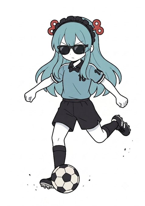 The image features a cartoon girl wearing sunglasses, a blue shirt, black shorts, and black socks, playing soccer while holding a soccer ball. The caption above the image reads "Stepn's World Cup event seems to be a huge hit. Move to Earn is all about incentivizing real-world actions." This suggests that the image might be related to an advertisement or promotion for StepN's World Cup event and their associated app, which encourages people to engage in physical activities by rewarding them with points or other incentives.