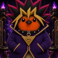A FierceHood character with spiky blonde hair, glowing eyes, and a purple jacket stands before a dark gothic background, tying into the post's promotion of a "Mint party" event at RobertCoinRH's digital clubhouse featured on HoodStaysUp.com.