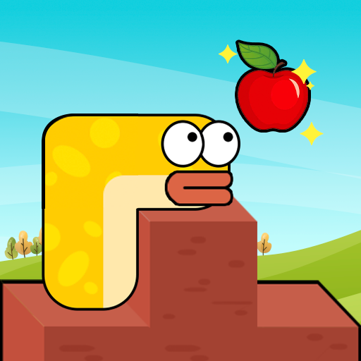 A yellow cartoon worm character with big eyes peeks over a brick wall, reaching toward a shiny red apple floating above it in a bright, cartoonish landscape. The image playfully illustrates the concept of a token that "eats red candles" (symbolized by the apple) and converts them into real AAPL stock, matching the whimsical "worm" branding of the $WORM token shown in the post.