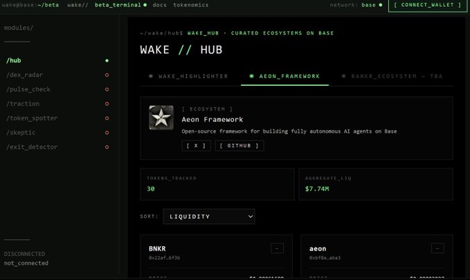 The image shows a computer screen displaying a website called "Make/HUB". The website has a green header, which indicates that it is an online marketplace or hub for various projects. There are several tabs open on the page, including one tab with the word "WAKE" in the title and another tab titled "base". The image also contains text about a new project called "WAKE up", suggesting that there might be something exciting happening related to the website's name.