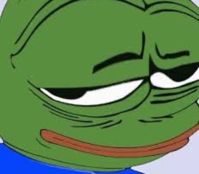 A close-up meme image of Pepe the Frog with a tired or unimpressed expression, half-closed eyes, and a slight frown.