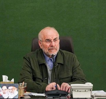 A bearded older man with glasses wearing an olive green jacket sits at a desk in front of a green background, looking forward with a serious expression.