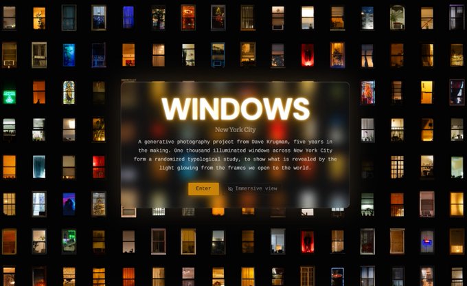 The image shows a grid of windows, with the text "WINDOWS//NYC" at the top and "NEW YORK CITY" below it. The windows are arranged in rows and columns, creating a visually appealing pattern that draws attention to the message displayed on the screen.
