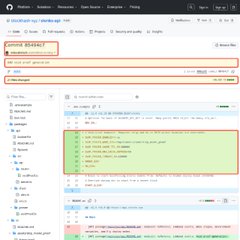 The image shows a GitHub repository page for "slonks-api" featuring highlighted code commits with green blocks indicating changes, along with file listings and file paths. This relates to the post by providing a visual reference to the GitHub repository mentioned, demonstrating the implemented zk machine code on Ethereum mainnet with real contracts and proofs that the user references.
