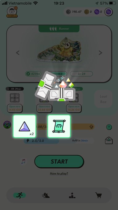 The image shows a phone screen with an app icon, which appears to be a game or puzzle. The main focus of the image is a green triangle that has been highlighted, possibly indicating a specific step or challenge within the game. The background of the image features a cartoon character and text elements related to the game's theme.