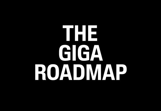 "The Road to $SEI GIGA" is written above a black background with white text, which reads "The Giga Roadmap". The image also contains a gray border around the title of the post.