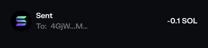 A cryptocurrency transaction confirmation showing "Sent To: 4GjW...M..." with an amount of -0.1 SOL, directly corresponding to the post where the user claims to have sent 0.1 SOL to @xSondor58.