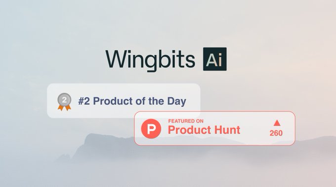 The image features a post about Wingbits AI, which has two product recommendations displayed at the top. The first recommendation is from Solana, an open-source blockchain platform, and the second one is from Wingbits AI itself. Both recommendations are for the launch of wingbits.ai.