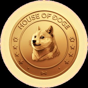 The image features a gold coin with a cartoon dog's head on it, surrounded by stars. The text "Huuuge news for !" indicates that there has been a significant development related to Dogecoin. The caption below the coin reads, "Huuuge news for @moonpay to enable native Dogecoin payments at 6,000+ merchants worldwide! ÐOGE Pay checkout solution launching Q3 Ð¢" and "@moonpay". This suggests that the coin was created as part of a promotional campaign or partnership between the House of Doge and MoonPay.