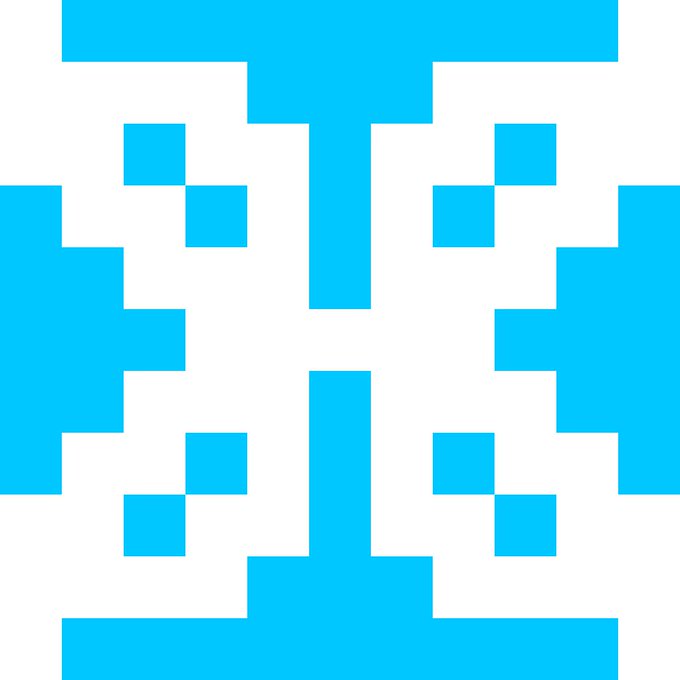 The image shows a bright cyan pixelated or blocky geometric pattern resembling a stylized snowflake or symmetrical arrangement of squares on a white background.

The image's symmetrical, blocky design with interconnected square nodes mirrors the post's theme of blockchain infrastructure and network participation, visually evoking the idea of distributed nodes connecting in a simplified, organized pattern—much like the gQuip protocol aims to make node participation more accessible.