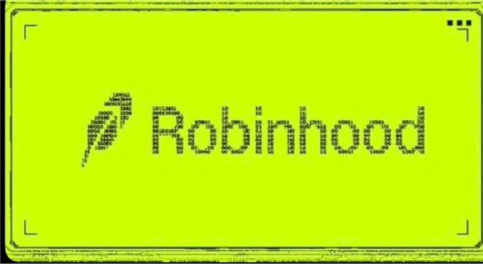 The image displays the "Robinhood" logo in a pixelated, glitch-style design on a neon green screen-like background, evoking a retro digital or "degen" trading aesthetic. This ties to the post's reference to "Degen mints," suggesting the user is using Robinhood for speculative trading or mint sniping in hopes of profitable returns.