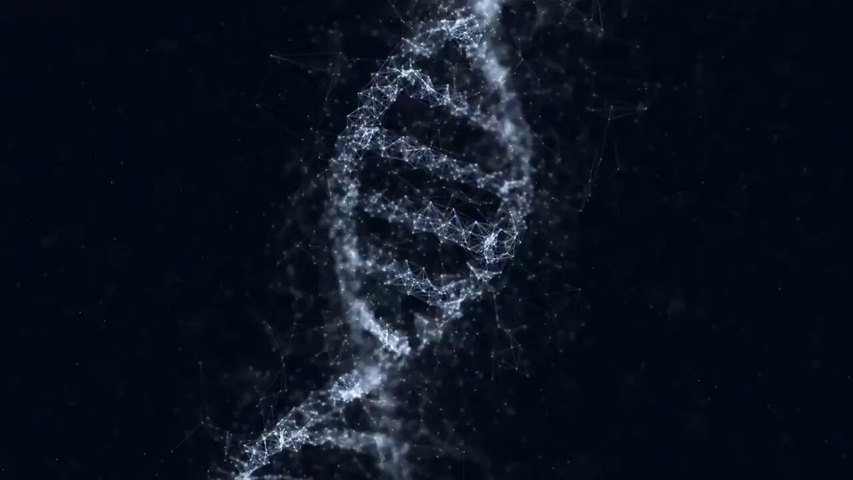 The image features a close-up view of a DNA double helix, which is composed of blue lines representing the genetic material. The background appears to be black with white particles scattered throughout, giving the impression that the image was taken in outer space or at least in an environment with low light conditions. The caption below the image provides some context about Bitcoin's origin and its relation to a tree planting process.