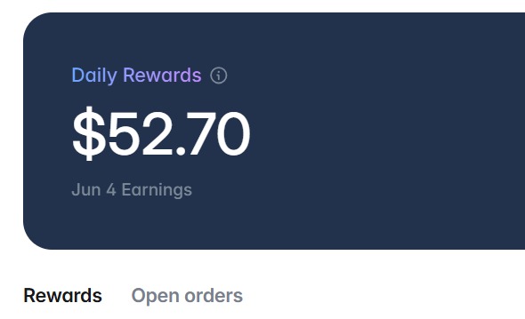 The image shows a screenshot of a website called @Polymarket that displays information about daily rewards for users. It has a blue background with white text, and there's a dollar sign symbol indicating the amount of money earned from the rewards program. The post also mentions that the rewards are open orders, which means that users can place their orders directly on the website to receive their rewards.