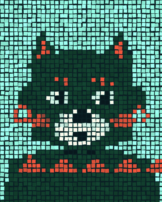 A pixel art portrait depicting a smiling character with cat ears, featuring a retro video game aesthetic.