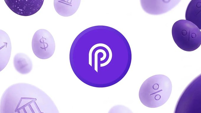 The image features a purple circle with a white "P" logo inside it. The background of the image consists of various colored balls floating around, creating an abstract pattern. The caption below the image reads, "Focus on what is in the image and how it relates to the post."