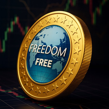 The image features a gold-colored coin with the words "FREEDOM" written on it, which appears to be a realOG (Open Market Trading) in crypto. The coin was launched via fair launch in April 2018 and has since been listed on CoinMarketcap's CoinMarketcap UCID, indicating that it is a token from Etherdelta. This suggests that the coin is associated with the Ethereum blockchain and is being used as an investment or payment method.