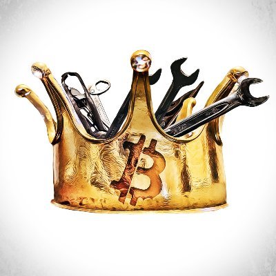 A golden crown featuring the Bitcoin "₿" symbol is adorned with tools like a wrench and scissors, symbolizing Bitcoin's foundational structure.

The image metaphorically reinforces the podcast's theme by depicting Bitcoin as a "crown" of power, with tools (wrench) representing mining mechanics and the regal gold suggesting both value and the centralization concerns discussed regarding Bitcoin potentially becoming a CBDC.