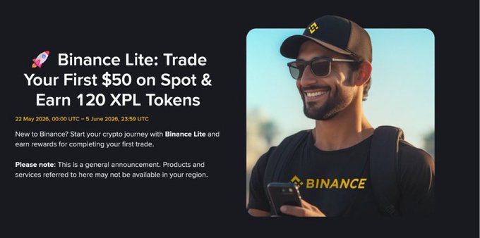 The image features a man standing against a black background wearing sunglasses, holding a phone, possibly taking a picture or reading some information. A banner ad displays text related to Bitcoin Lite, offering an opportunity for users to trade Bitcoins for fiat currency. The text indicates that if the user takes action and registers new accounts on Binance, they can receive $20 US dollars as a form of payment in return for trading Bitcoins into the Plasma:native currency account.