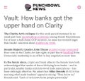 A Punchbowl News article headlined "Vault: How banks got the upper hand on Clarity" discusses Senator Mike Rounds and other GOP senators' concerns over stablecoin yield provisions, aligning with the post's update about at least 6 Republican senators opposing stablecoin yield rules in favor of banking interests.