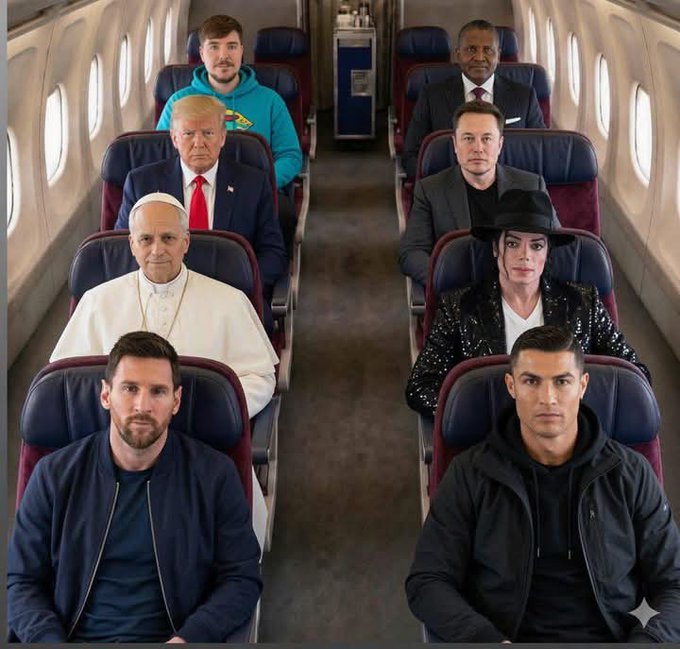The image shows a group of men sitting in airplane seats, with some wearing suits and others in casual clothing like t-shirts. The photo captures their attention as they look at the camera. It seems that the focus of this image is on the people rather than the content being shared or viewed by them. This could be an advertisement for a product or service, but it appears to be more about capturing the moment and the reactions of the individuals in the scene. The post suggests that the audience might not only see the image itself but also understand how narratives spread through social media platforms like Twitter.