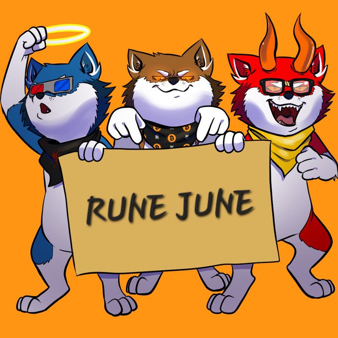 "Rune June", or "the dog" as they say in Japanese, is depicted holding a sign with the word "June" written on it. The text states "Rune June always reminds me why I stayed around you". This quote seems to be relevant to a project involving dogs and the name of the post is about "Rune June", indicating that this project or event has been named after her in connection to her arrival or presence at some point during its existence.