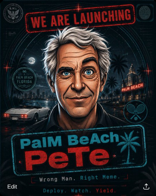 The image features a poster for an event called "Palm Beach Pete", which appears to be a live event or gathering, possibly related to a movie or TV show featuring the character Pete. The poster includes a man's face with a mustache, wearing sunglasses, and is set against a dark background. There are also some text elements on the poster that read "We Are Launching" and "Palm Beach Pete", indicating that this event is being advertised and it will be taking place in Palm Beach, Florida. The poster also includes a car logo, suggesting that there might be a connection between the character Pete and the featured vehicle or theme of the event.