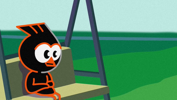 The image features a cartoon character sitting on a bench, looking at something off-camera. The character appears to be waiting or observing something that has caught their attention. The background of the image shows a green field with trees, giving the impression of an outdoor setting. There is also text in the image that reads "waiting for the next @sunrisedefi & @Backpack listings". This suggests that the character might be waiting to meet someone or looking forward to going on an adventure involving backpacks and exploring nature together.