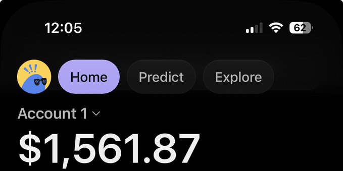 A screenshot of a financial app shows an account balance of $1,561.87, likely posted as "proof" to qualify for an alleged $15 airdrop giveaway from @chadscabal, a common tactic used in crypto scam engagement farming.