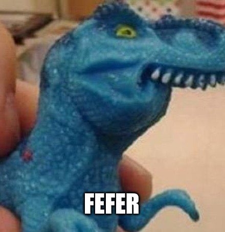 A glittery blue dinosaur toy (likely the meme figure "Fefer") being held up close to the camera, with the caption "FEFER" displayed beneath it, pairing with the post's enthusiastic shoutout to the $FEFER token while praising builders juggling Web2 and Web3.
