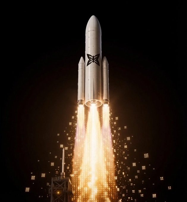 The image features a rocket launching into space with its flames visible as it burns up, indicating that the rocket is currently in flight. The text at the bottom of the photo provides some information about a broader quest system or daily check-ins for users who engage with this content. It also mentions that "the post @quipnetwork has allocated 10% of its supply to vault depositors and runs a broader quest system for everyone else". This suggests that the content is related to financial matters, possibly involving deposits, transactions, or investments.