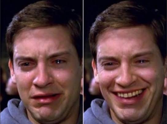 The image features two photos of a man's face, both showing him with a sad look. The caption beneath each photo reads "GM CT when you realized: BTC is $62k but you still 24 years old", indicating that the man was once younger (24 years old) and now has Bitcoins worth $62k, which he invested his time in learning about and trading.